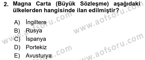 Uygarlık Tarihi 2 Dersi 2015 - 2016 Yılı (Vize) Ara Sınav Soruları 2. Soru