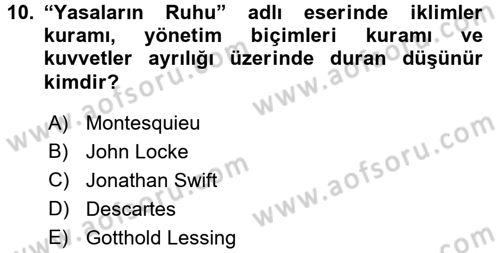 Uygarlık Tarihi 2 Dersi 2015 - 2016 Yılı (Final) Dönem Sonu Sınav Soruları 10. Soru