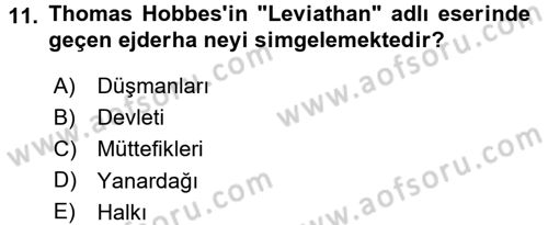 Uygarlık Tarihi 2 Dersi 2015 - 2016 Yılı (Final) Dönem Sonu Sınav Soruları 11. Soru