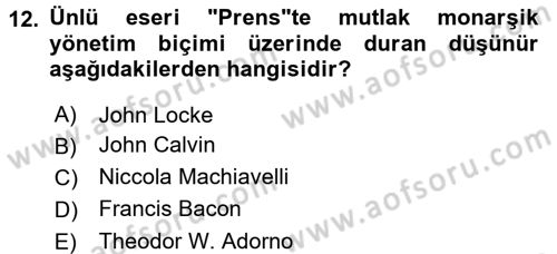 Uygarlık Tarihi 2 Dersi 2015 - 2016 Yılı (Final) Dönem Sonu Sınav Soruları 12. Soru