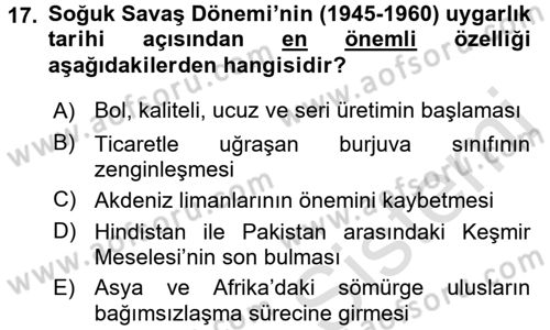 Uygarlık Tarihi 2 Dersi 2015 - 2016 Yılı (Final) Dönem Sonu Sınav Soruları 17. Soru