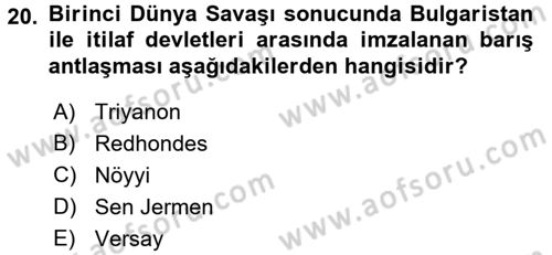 Uygarlık Tarihi 2 Dersi 2015 - 2016 Yılı (Final) Dönem Sonu Sınav Soruları 20. Soru