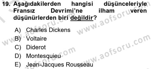 Uygarlık Tarihi 2 Dersi 2016 - 2017 Yılı (Final) Dönem Sonu Sınav Soruları 19. Soru