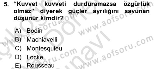 Uygarlık Tarihi 2 Dersi 2016 - 2017 Yılı (Final) Dönem Sonu Sınav Soruları 5. Soru