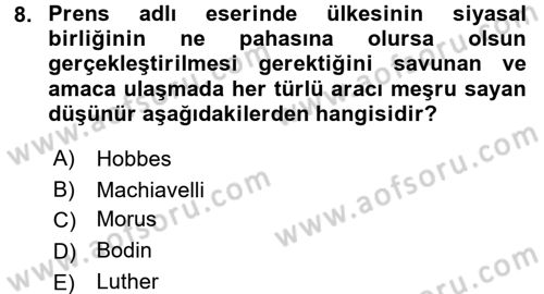 Uygarlık Tarihi 2 Dersi 2016 - 2017 Yılı (Final) Dönem Sonu Sınav Soruları 8. Soru