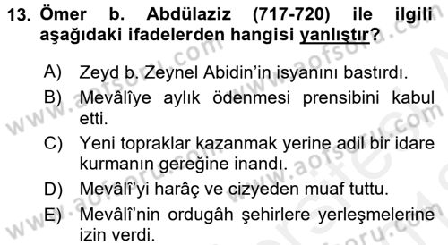 Uygarlık Tarihi 2 Dersi 2017 - 2018 Yılı (Vize) Ara Sınav Soruları 13. Soru