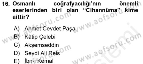 Uygarlık Tarihi 2 Dersi 2017 - 2018 Yılı (Vize) Ara Sınav Soruları 16. Soru