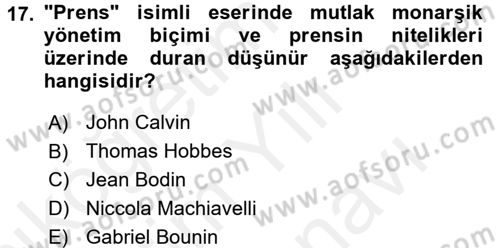 Uygarlık Tarihi 2 Dersi 2017 - 2018 Yılı (Vize) Ara Sınav Soruları 17. Soru