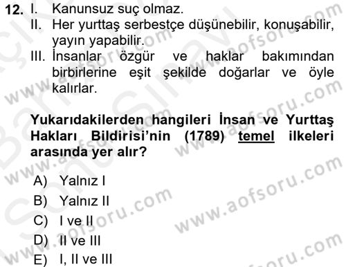 Uygarlık Tarihi 2 Dersi 2017 - 2018 Yılı (Final) Dönem Sonu Sınav Soruları 12. Soru
