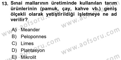Uygarlık Tarihi 2 Dersi 2017 - 2018 Yılı (Final) Dönem Sonu Sınav Soruları 13. Soru