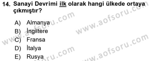 Uygarlık Tarihi 2 Dersi 2017 - 2018 Yılı (Final) Dönem Sonu Sınav Soruları 14. Soru