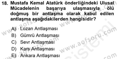 Uygarlık Tarihi 2 Dersi 2017 - 2018 Yılı (Final) Dönem Sonu Sınav Soruları 18. Soru