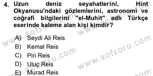 Uygarlık Tarihi 2 Dersi 2017 - 2018 Yılı (Final) Dönem Sonu Sınav Soruları 4. Soru