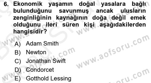 Uygarlık Tarihi 2 Dersi 2017 - 2018 Yılı (Final) Dönem Sonu Sınav Soruları 6. Soru