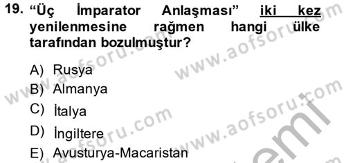 Genel Uygarlık Tarihi Dersi 2013 - 2014 Yılı (Final) Dönem Sonu Sınavı 19. Soru