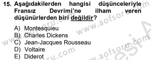Genel Uygarlık Tarihi Dersi 2013 - 2014 Yılı Tek Ders Sınav Soruları 15. Soru