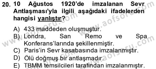 Genel Uygarlık Tarihi Dersi 2013 - 2014 Yılı Tek Ders Sınav Soruları 20. Soru