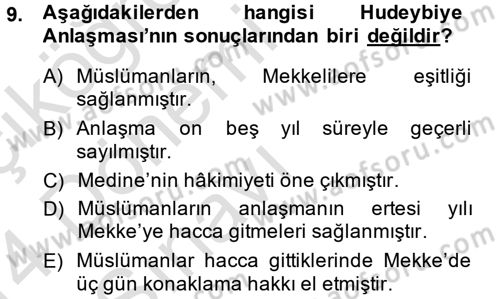 Genel Uygarlık Tarihi Dersi 2013 - 2014 Yılı Tek Ders Sınav Soruları 9. Soru