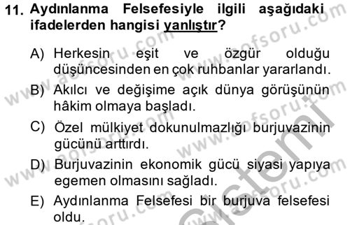 Genel Uygarlık Tarihi Dersi 2014 - 2015 Yılı (Final) Dönem Sonu Sınav Soruları 11. Soru