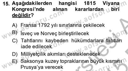 Genel Uygarlık Tarihi Dersi 2014 - 2015 Yılı (Final) Dönem Sonu Sınav Soruları 15. Soru