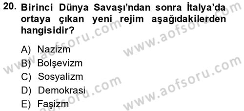 Genel Uygarlık Tarihi Dersi 2014 - 2015 Yılı (Final) Dönem Sonu Sınav Soruları 20. Soru