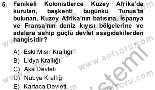 Genel Uygarlık Tarihi Dersi 2014 - 2015 Yılı (Final) Dönem Sonu Sınav Soruları 5. Soru