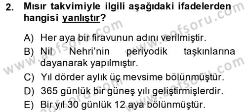 Genel Uygarlık Tarihi Dersi 2014 - 2015 Yılı Tek Ders Sınavı 2. Soru