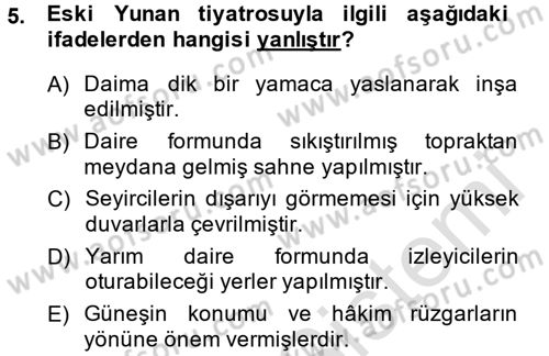 Genel Uygarlık Tarihi Dersi 2014 - 2015 Yılı Tek Ders Sınavı 5. Soru