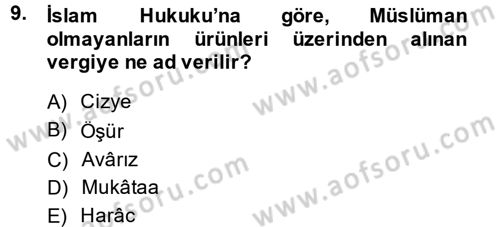 Genel Uygarlık Tarihi Dersi 2014 - 2015 Yılı Tek Ders Sınavı 9. Soru
