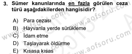 Genel Uygarlık Tarihi Dersi 2015 - 2016 Yılı (Vize) Ara Sınav Soruları 3. Soru