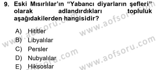 Genel Uygarlık Tarihi Dersi 2015 - 2016 Yılı (Vize) Ara Sınav Soruları 9. Soru