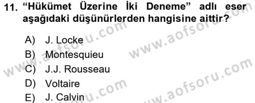 Genel Uygarlık Tarihi Dersi 2015 - 2016 Yılı (Final) Dönem Sonu Sınavı 11. Soru