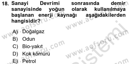 Genel Uygarlık Tarihi Dersi 2015 - 2016 Yılı (Final) Dönem Sonu Sınavı 18. Soru