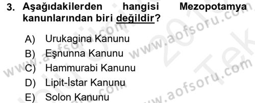 Genel Uygarlık Tarihi Dersi 2015 - 2016 Yılı Tek Ders Sınav Soruları 3. Soru