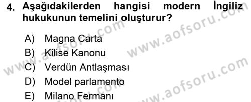 Genel Uygarlık Tarihi Dersi 2015 - 2016 Yılı Tek Ders Sınav Soruları 4. Soru