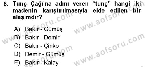 Genel Uygarlık Tarihi Dersi 2015 - 2016 Yılı Tek Ders Sınav Soruları 8. Soru