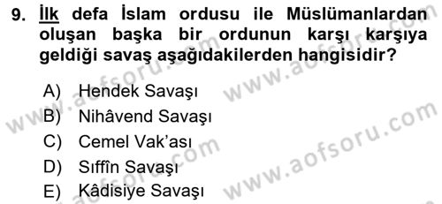 Genel Uygarlık Tarihi Dersi 2015 - 2016 Yılı Tek Ders Sınav Soruları 9. Soru