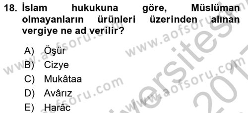 Genel Uygarlık Tarihi Dersi 2016 - 2017 Yılı 3 Ders Sınav Soruları 18. Soru