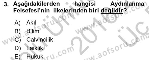 Genel Uygarlık Tarihi Dersi 2016 - 2017 Yılı 3 Ders Sınav Soruları 3. Soru