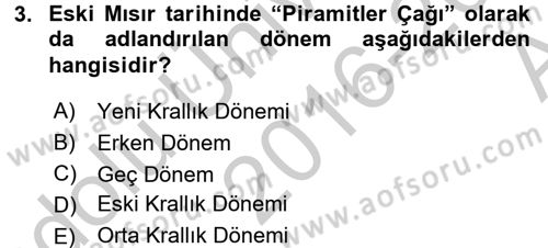 Genel Uygarlık Tarihi Dersi 2016 - 2017 Yılı (Vize) Ara Sınav Soruları 3. Soru