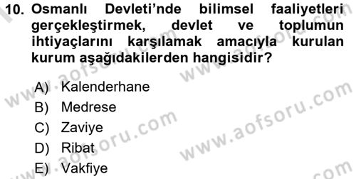 Genel Uygarlık Tarihi Dersi 2016 - 2017 Yılı (Final) Dönem Sonu Sınav Soruları 10. Soru
