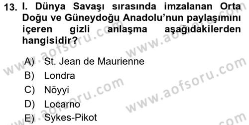 Genel Uygarlık Tarihi Dersi 2016 - 2017 Yılı (Final) Dönem Sonu Sınav Soruları 13. Soru