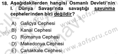 Genel Uygarlık Tarihi Dersi 2016 - 2017 Yılı (Final) Dönem Sonu Sınav Soruları 18. Soru