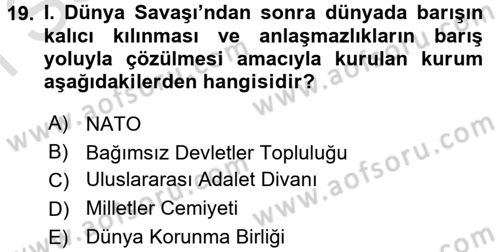 Genel Uygarlık Tarihi Dersi 2016 - 2017 Yılı (Final) Dönem Sonu Sınav Soruları 19. Soru