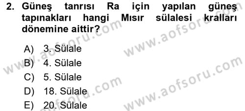 Genel Uygarlık Tarihi Dersi 2016 - 2017 Yılı (Final) Dönem Sonu Sınav Soruları 2. Soru