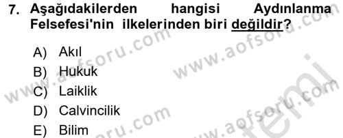 Genel Uygarlık Tarihi Dersi 2016 - 2017 Yılı (Final) Dönem Sonu Sınav Soruları 7. Soru