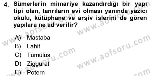 Genel Uygarlık Tarihi Dersi 2017 - 2018 Yılı 3 Ders Sınavı 4. Soru