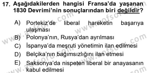 Genel Uygarlık Tarihi Dersi 2017 - 2018 Yılı (Final) Dönem Sonu Sınav Soruları 17. Soru