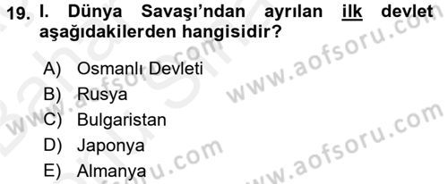 Genel Uygarlık Tarihi Dersi 2017 - 2018 Yılı (Final) Dönem Sonu Sınav Soruları 19. Soru