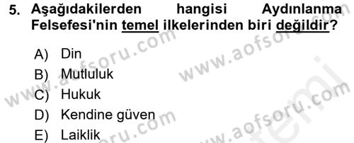 Genel Uygarlık Tarihi Dersi 2017 - 2018 Yılı (Final) Dönem Sonu Sınav Soruları 5. Soru